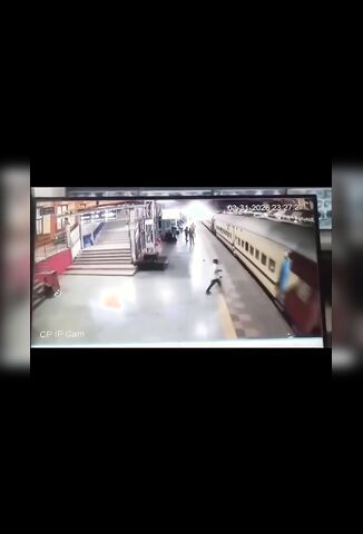 Man Slips Running For The Train Ends Up Spinning