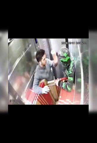 Workers Overload Elevator With Porcelain Tiles