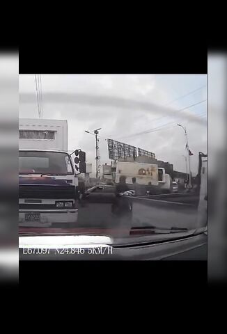 Box Truck Overturns Squashing Biker