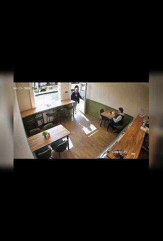 Random Man Walks Into A Cafe With His Own Knife