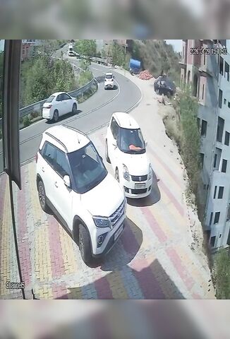 Car Launches Off The Side Of A Clifftop