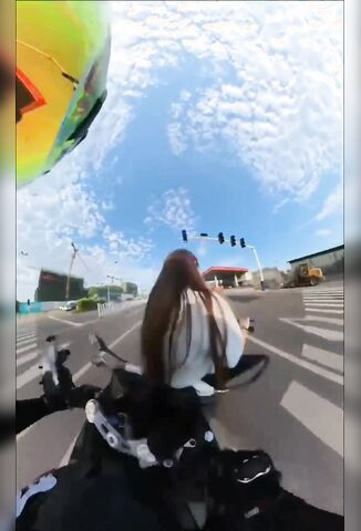 Girl On A Scooter Hit By Speeding Biker