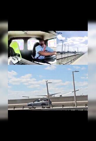 Landing Plane Wheel Hits Passing Truck Drivers Windshield