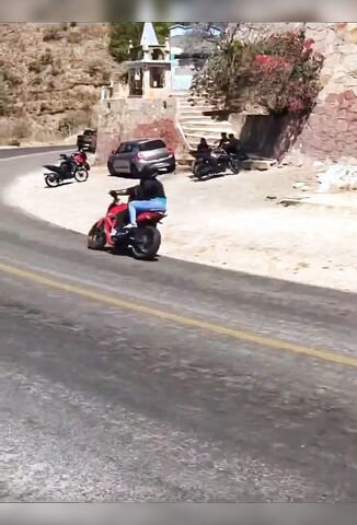 Biker Takes His Girlfriend For A Ride But Can't Corner