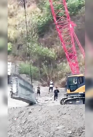 Collapsing Crane Pile Drivers Worker